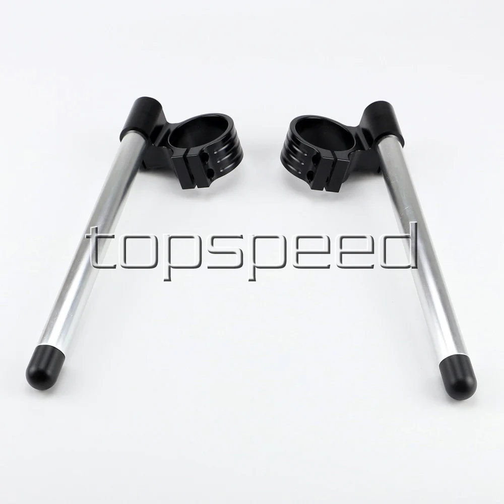 48MM Silver/Black Motorcycle CNC High Lift Adjustable Clip Ons On Handle Bar Handlebar