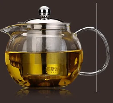 1PC 6 Capacity 350ml,500ml,650ml,800ml,950ml,1300ml Hear Resistant Glass Teapot Cup with Stainless Steel Infuser and Lid JN 1032