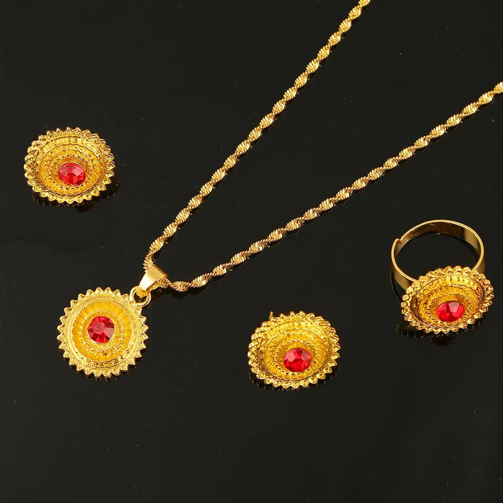 Ethiopian Small Set Jewelry Necklace Earrings Ring African Bridal Sets Habesha Eritrea Wedding Sudan