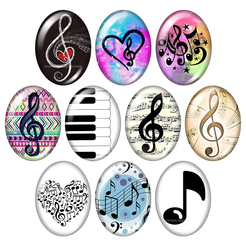 

Music notes Musical Love music 13x18mm/18x25mm/30x40mm mixed Oval photo glass cabochon demo flat back Jewelry findings TB0025