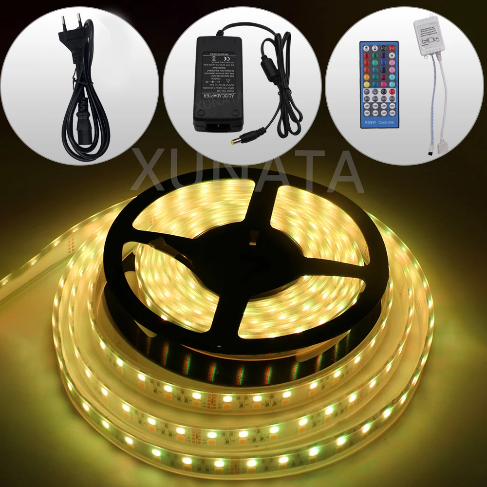 

DC12V 5050 Double Row RGB LED Strip 120Leds/m RGBW RGBWW Waterproof Flexible LED Light Set With EU Power+Controller 5m/lot