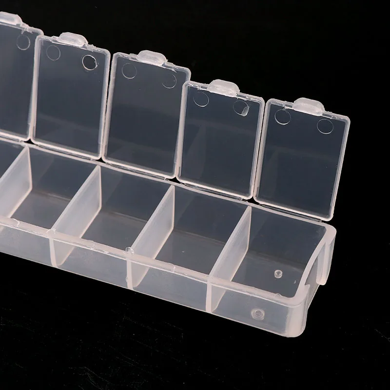 7 Grids Transparent Plastic Rectangle Storage Box DIY Nail Art Tips Decoration jewelry Tools Case Container