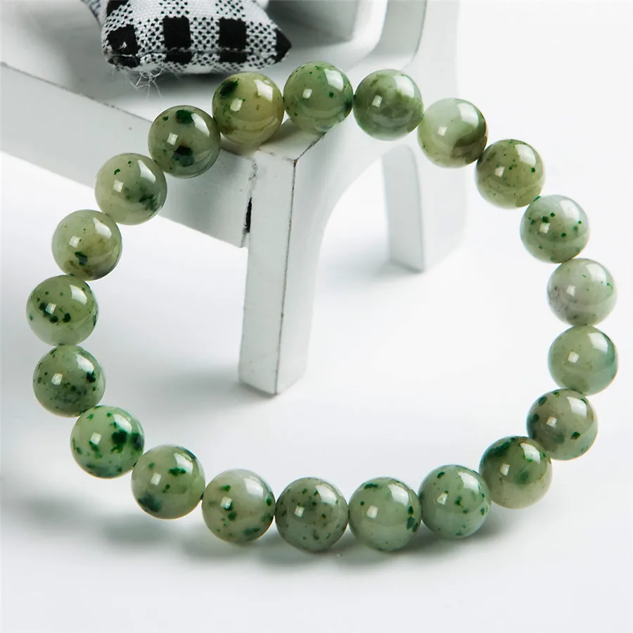 Natural Green Dushan Jade A Round Bead Bracelet Jade A Women Men Stretch Fashion Jewelry 8mm 9mm 10mm AAAAAA