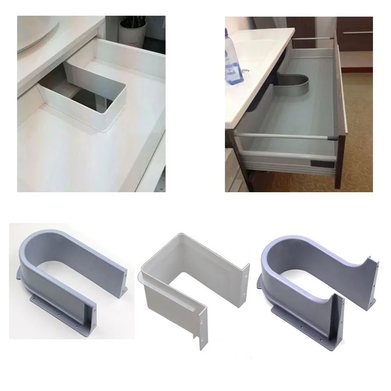 Plastic U Shape Sink Drawer Kitchen Bath Furniture Cabinet Recessed U under Sink Drainage Grommet