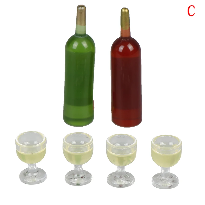 Mini vinho garrafa simulação bebidas modelo brinquedos para casa de boneca decoração, Dollhouse acessórios em miniatura, 1:12, 1, 2, 3, 6, 15 peças por conjunto