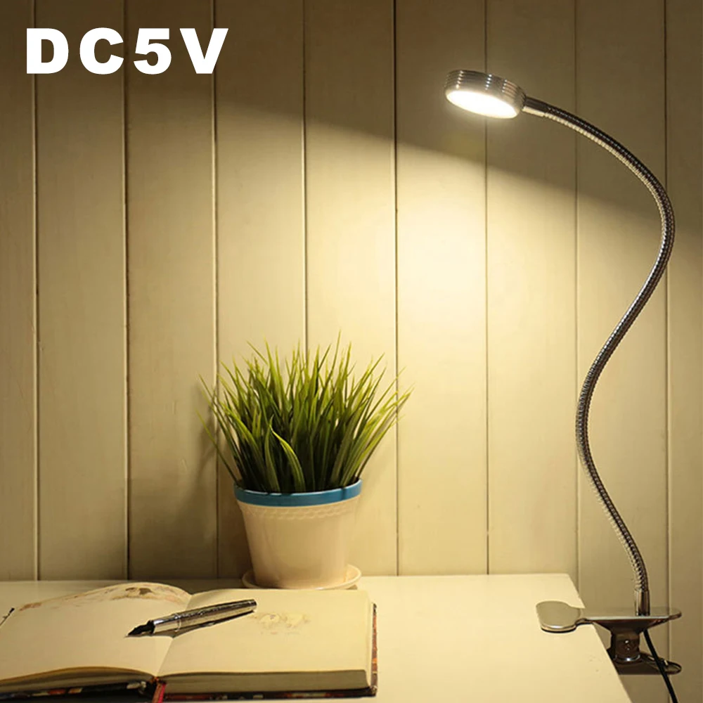 

DC5V LED Desk Light 10W Dimmable USB Table Lamp Book Reading Lgiht Portable Flexible Bedroom Bedside Lamps With Switch Clip Line