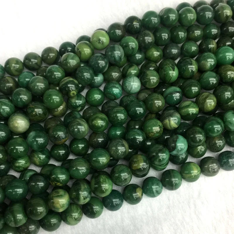 Natural Genuine Africa Green Jade Round Jewellery Loose Ball Beads 4-12mm 15