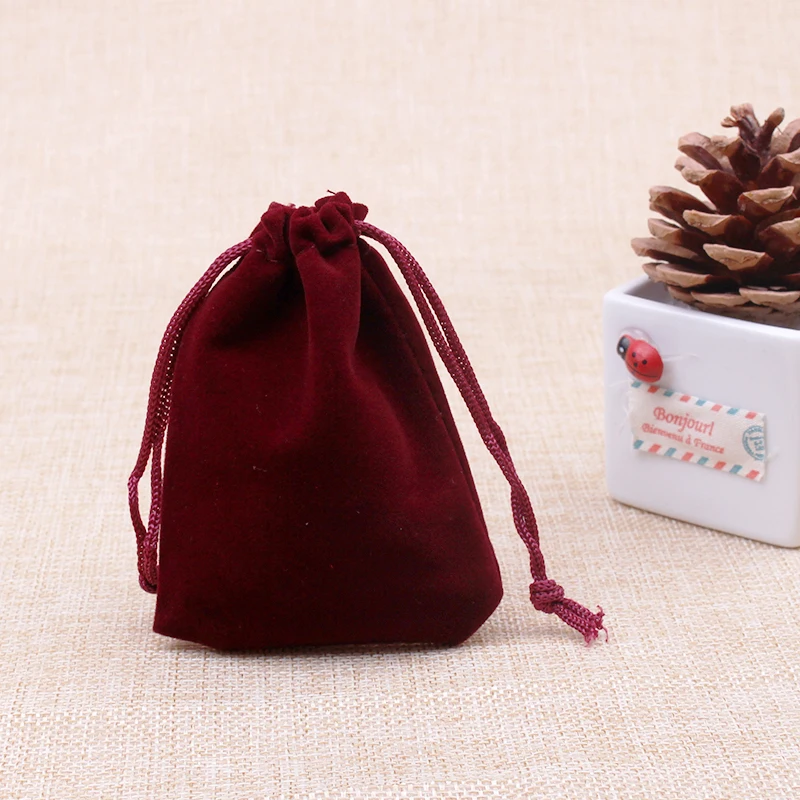 50pcs/lot Dark Red Color Velvet Bags 9x12cm Pouches Jewelry/MP3 Packing Bags Christmas/Candy/Wedding Gift Bags Free Shipping