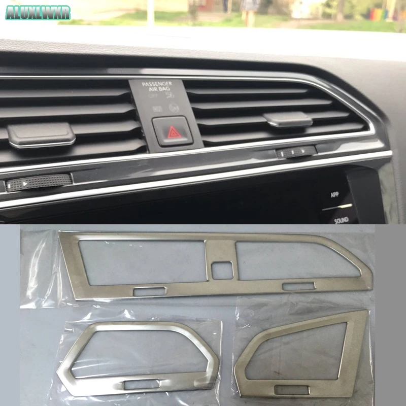 Decorative Air Outlet Conditioning Cover Frame Trim Stainless Steel 2017 2018 2019 2020 2021 for Volkswagen VW Tiguan MK2 PHEV