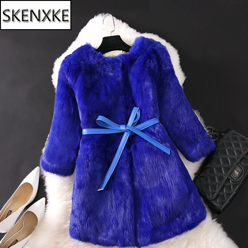 

Hot Sale Women Brand Winter 100% Genuine Real Rabbit Fur Coat Natural Warm Rabbit Fur Jacket Lady Fashio Long Real Fur Outerwear