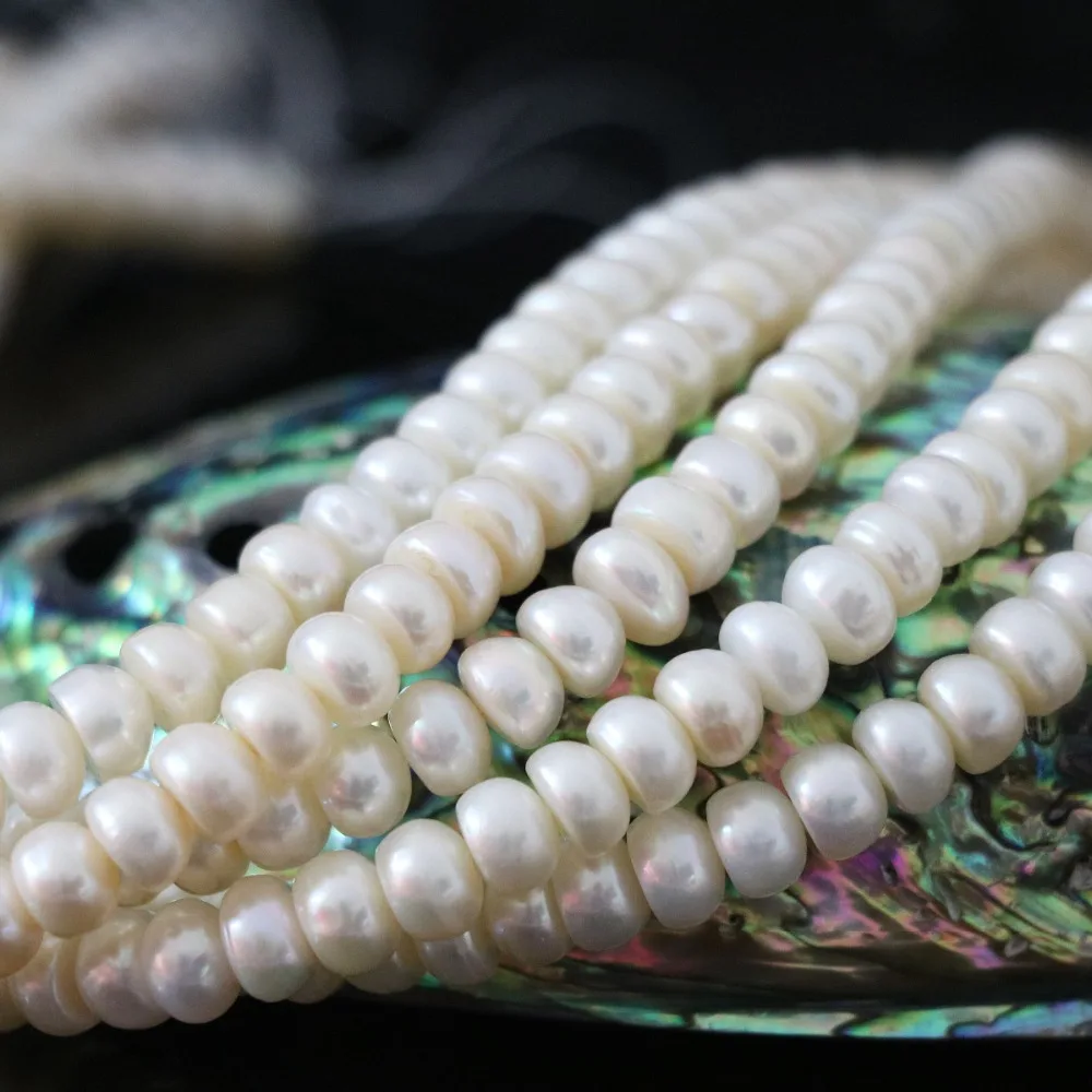 Charms high grade white natural freshwater pearl loose abacus beads diy loose jewelry making 15inch B1346