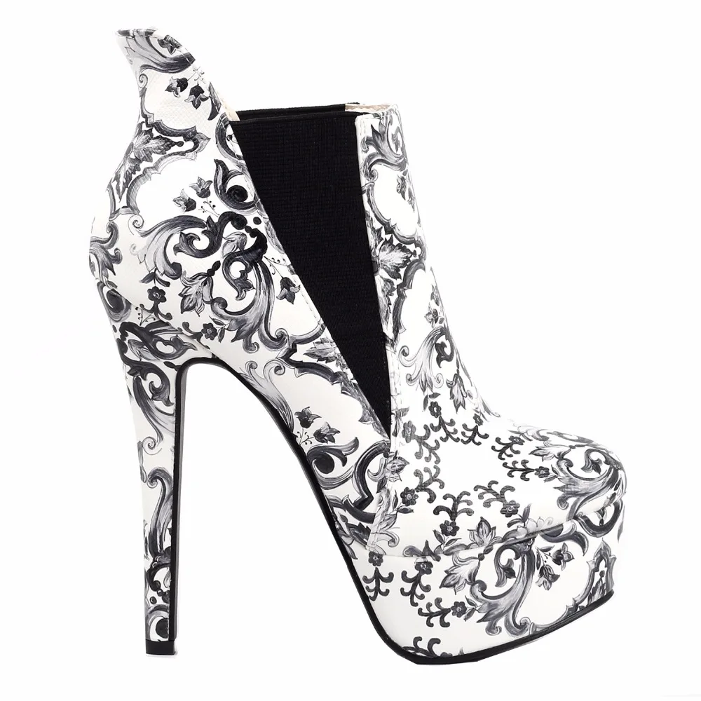 LF80843 Blue And White Porcelain Platform Stiletto Ankle Boot Bootie Size 4/5/6/7/8/9/10