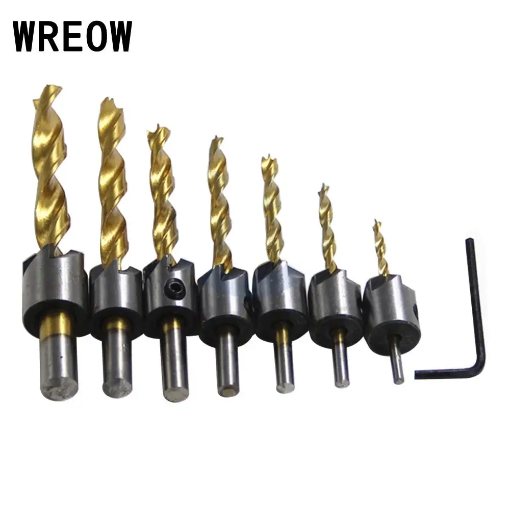 5 Flute Counter sink Drill Bit End Milling Wood Reamer Carpentry Chamfer 3/4/5/6mm Sink Hole Reaming Woodworking Power Tools