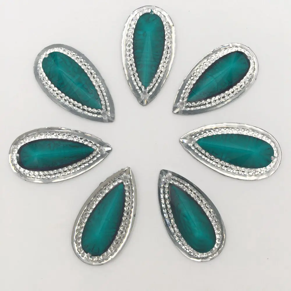 Hot 20PCS resin 16mm*30mm crack teardrop flatback rhinestone wedding diy 2 Hole buttons Ornaments crafts SK07*2