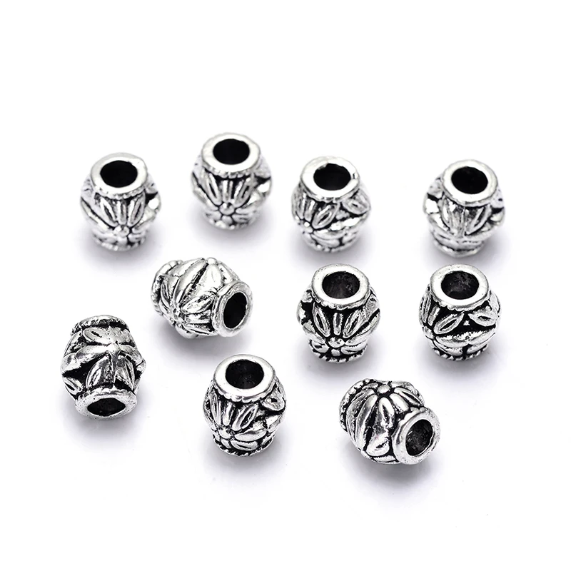 50pcs/lot 3mm hole antique vintage silver plated zinc alloy Retro Tibetan spacer beads DIY Jewelry making for strand bracelet