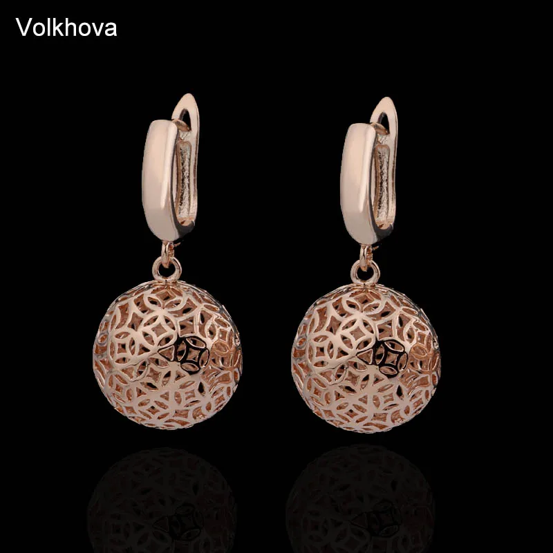 New Cute Earring 585 Rose Gold Color Big Earrings For Women Wedding Party Hanging Earrings Fashion Jewelry