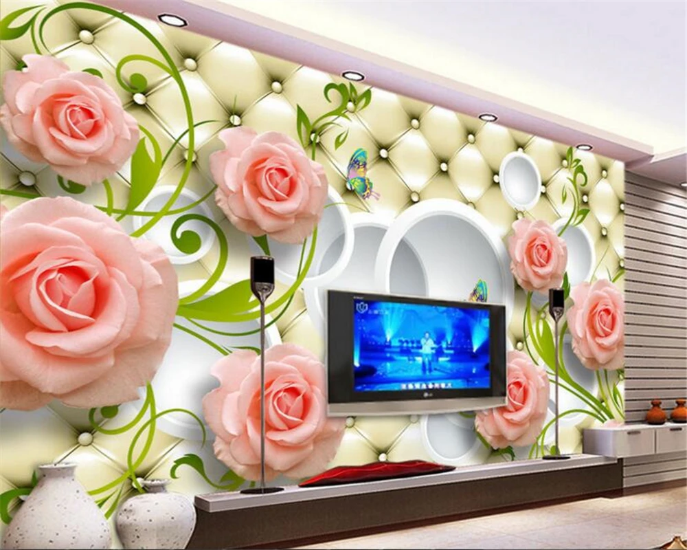 beibehang Custom high-level decorative painting wallpaper elegant rose elegant suits 3D background wall wallpaper for walls 3 d