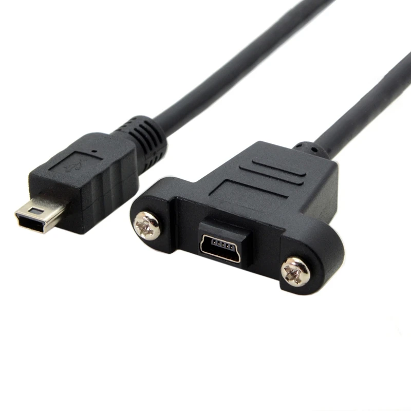 30cm/50cm Micro-USB 5pin to Mini-USB 5pin Male to Female Connector Adapter Cable with Panel Mount Hole USB 2.0 Data Sync Cable