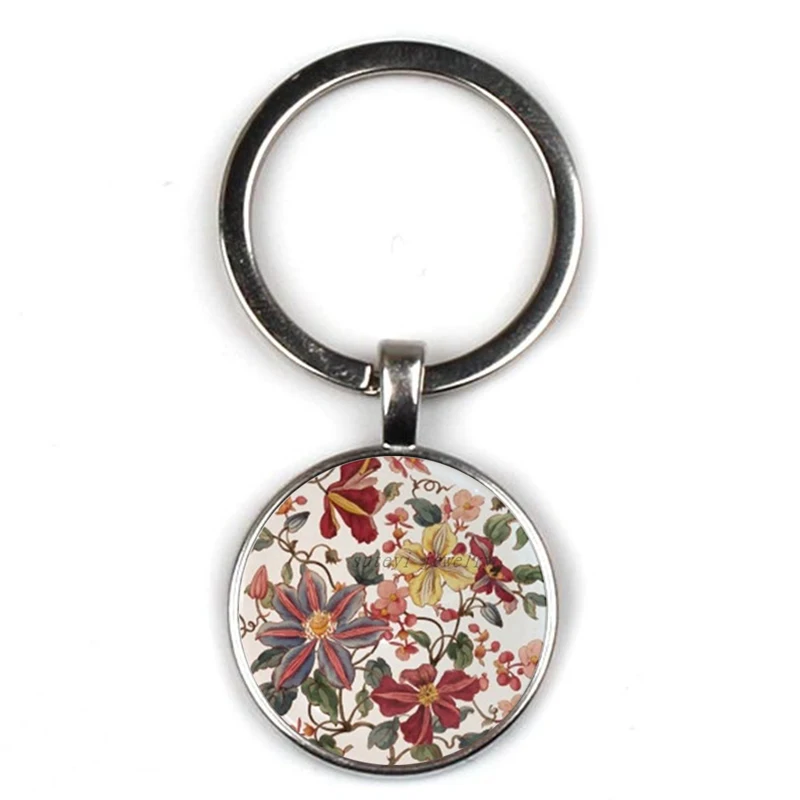 

Glamour Henna Yoga Amulet Keychain Lady Round Glass Convex Pendant Keyring Jewelry Mandala Symbol Bohemian Key Chain Women Gift