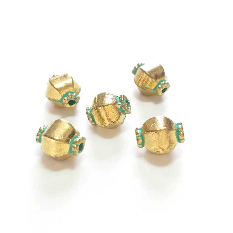 New Fashion 10pcs 8MM Retro Patina Plated Zinc Alloy Green Round Pumpkin Beads for DIY Bracelet Jewelry Accessories