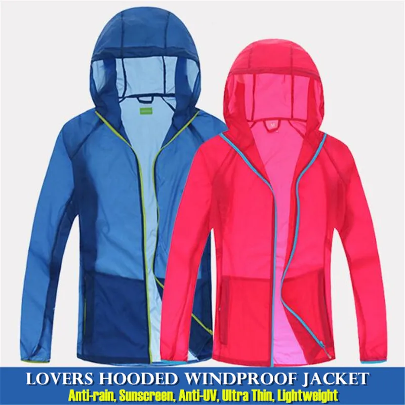 100pcs Men&Women Lovers Hooded Windproof Jacket Tops Quick-dry Fitness Anti-rain Sunscreen Anti-UV Thin Lightweight Sweatshirts