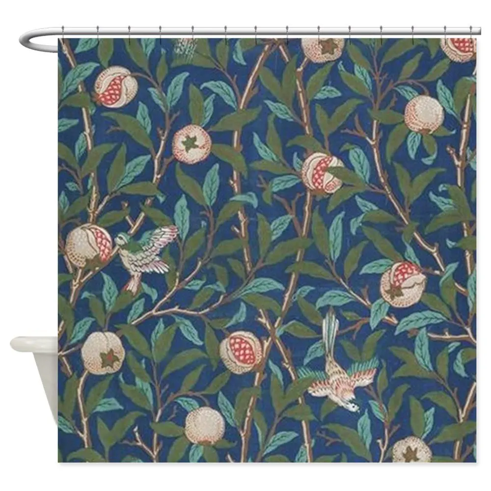 Design Bird and Pomegranate by William Morris Decorative Fabric Shower Curtain