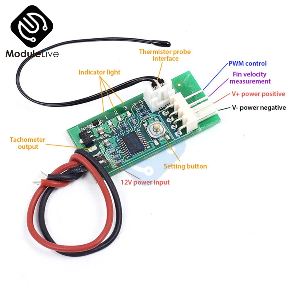 DC 12V PWM 4 Wire Line Fan Temperature Digital Control Controller Speed Regulation for PC Fan Alarm Module Board