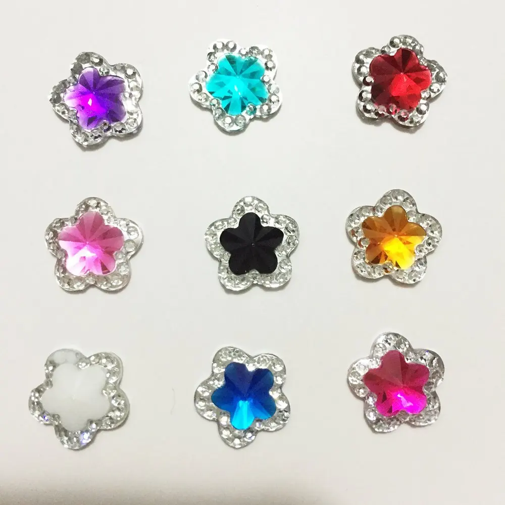 HOT 40PCS Random  Mixed color Resin 12MM Resin flower Flatback Crafts Appliques/ DIY Crafts C13A