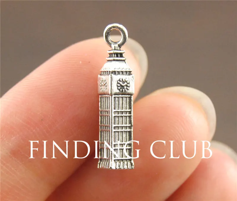 30 pcs Big Ben Charms, Tibetan Silver Color metal Charm Pendant Fabulous 3D DIY Metal Bracelet Necklace Jewelry Findings A1138