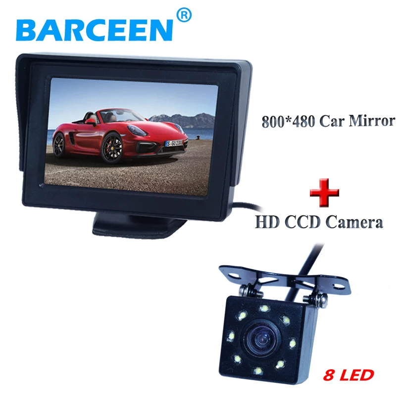 

Higest night vision 8 led new product car rear view camera +car monitor 4.3" 2 in 1 suitable for different kinds of cars