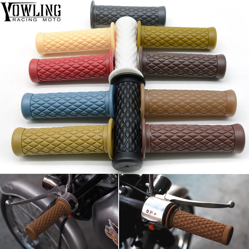 

Universal 7/8'' 22MM Vintage rubber Motorcycle handle grips coffee Motorcycles accessories parts handlebar grips