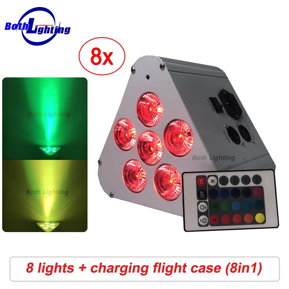 

6x18w RGBWA UV 6in1 Battery Powered Wireless LED DMX 2.4G Wireless DMX 512 ED Stage Par CansWedding Party Uplighting