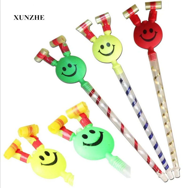 10Pcs 37cm long Smiling Colorful Whistles Kids Childrens Birthday Party Blowing Dragon Blowout Baby Birthday Supplies Toys gifts