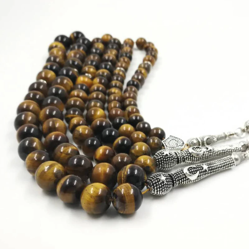 Man's Tabish Big Size 8mm 10mm 12mm 14mm Tiger eyes Natural stone misbaha Tiger eyes prayer beads 33 66 99beads stone Rosary