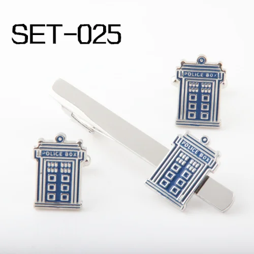 

Novelty Interesting Tie Clips & Cufflinks Set Can be mixed Free Shipping Set 025 Police Box Superhero Series