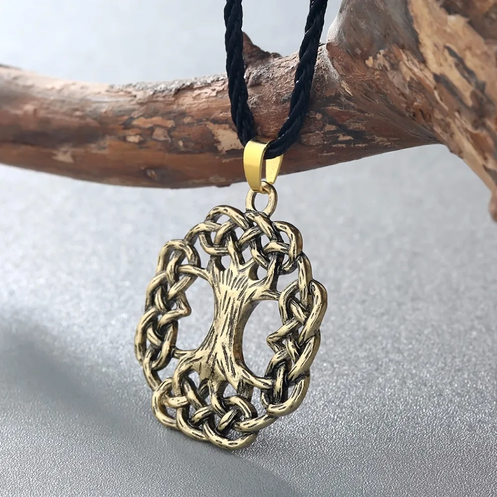 Kinitial Vintage Tree of Life Necklace Ash World Tree Pendants Necklaces Viking Scandinavian Pendant Bronze Jewelry