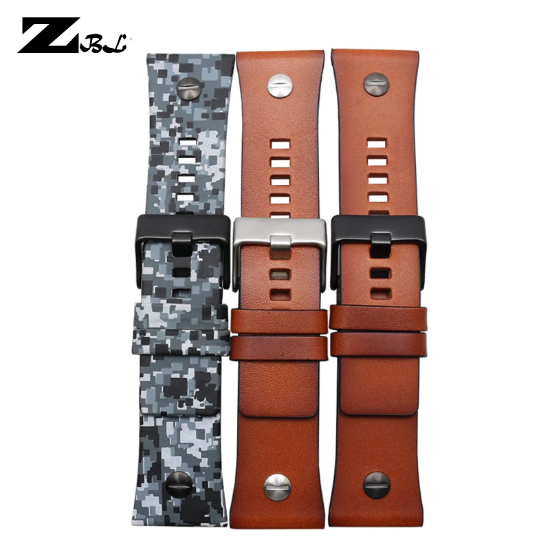 28mm bracelet leather watch strap  color watchband for diesel watches band with nail DZ7311/7314/7332/7348 wristwatches belt