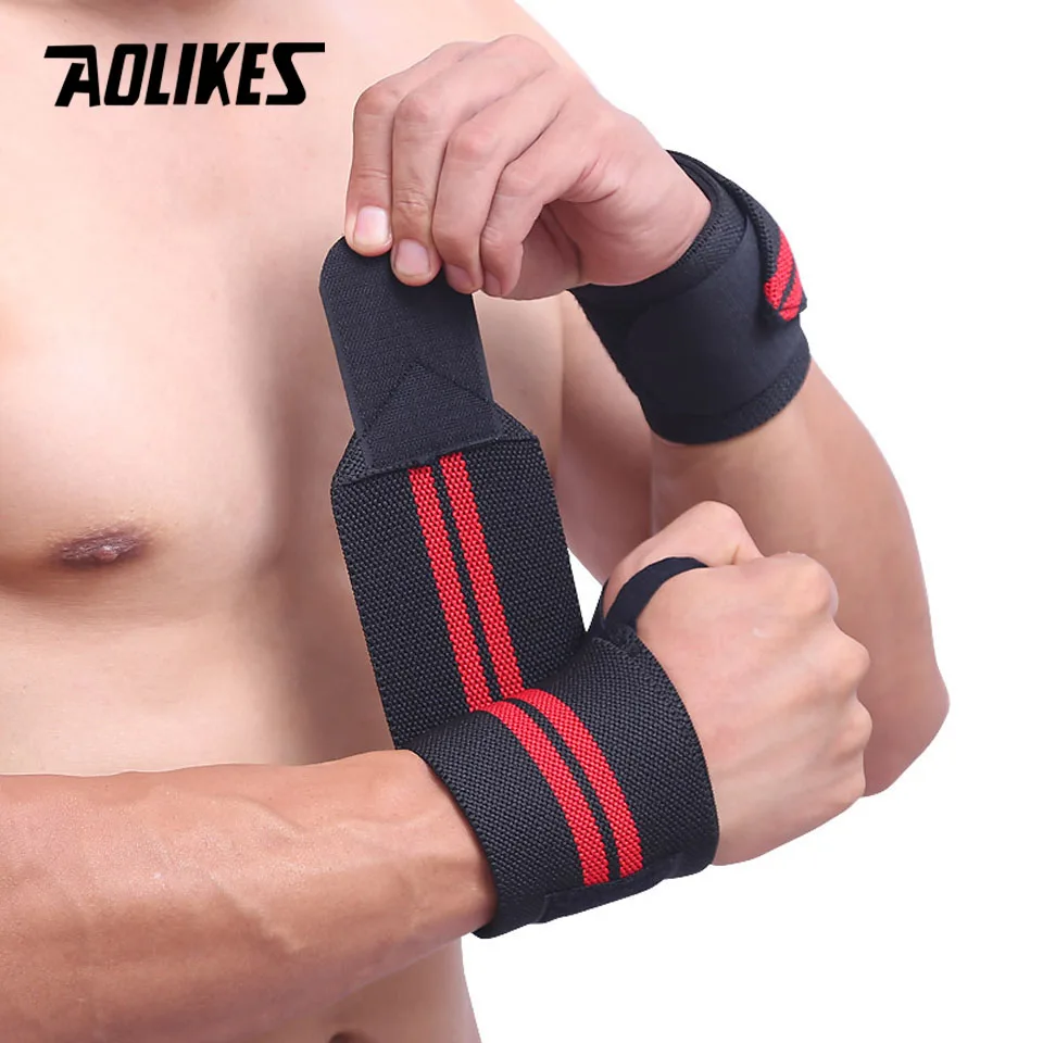 AOLIKES 2PCS/Lot Weightlifting Wristband Sport Professional Training Hand Bands Powerlifting Bodybuilding Wrist Support