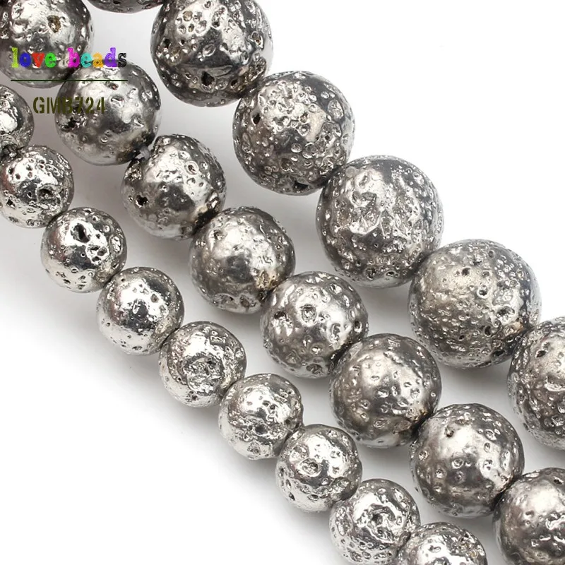 Naturalny kamień biały lawa okrągły luźne koraliki 4mm 6mm 8mm 10mm naszyjnik DIY bransoletka akcesoria do wyrobu biżuterii
