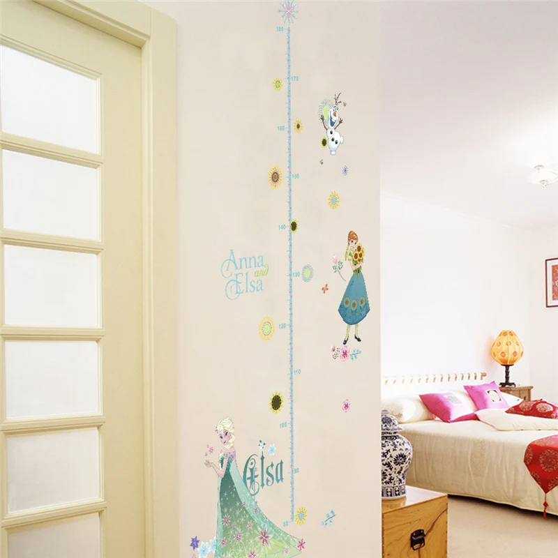 Kids Height DIY sticker Frozen Princess Scroll Puzzle Children\'s room decoration stickers cartoon pegatinas autocollant enfant