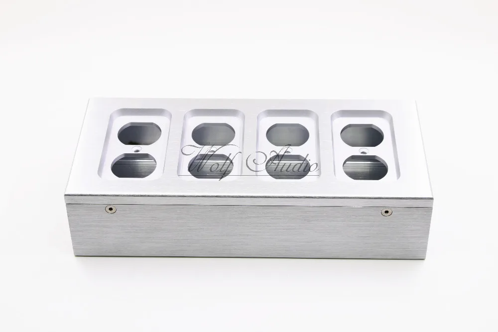 Silver Full Aluminum Electrical Outlet Box / Power Socket Chassis Outlet Enclosure HiFi Power Case