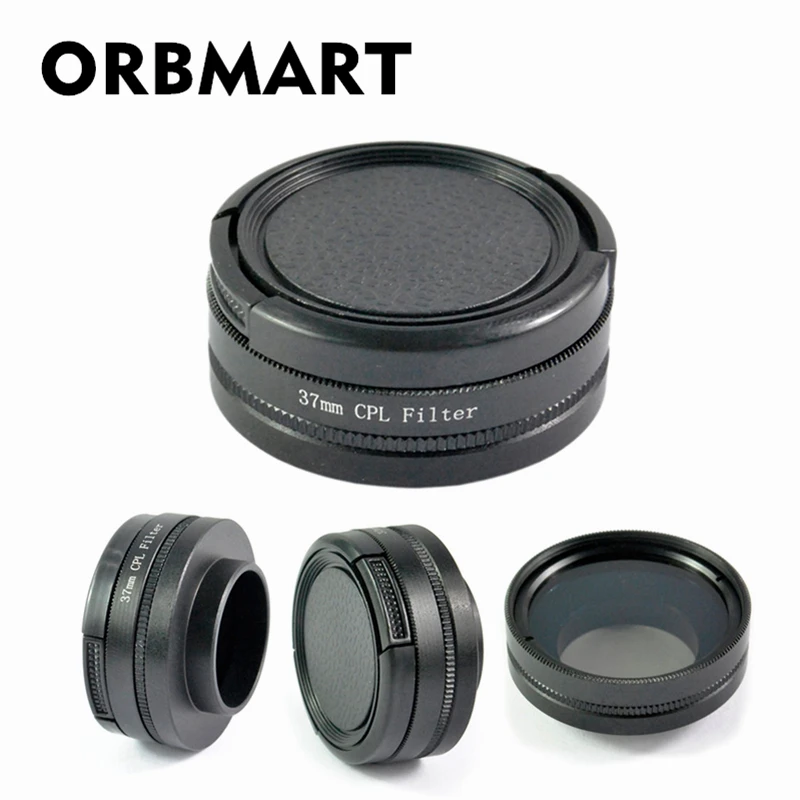 ORBMART-filtro Polarizador Circular CPL de 37mm, adaptador de lente UV, tapa protectora, cuerda para cámara Digital Gopro Hero HD 3