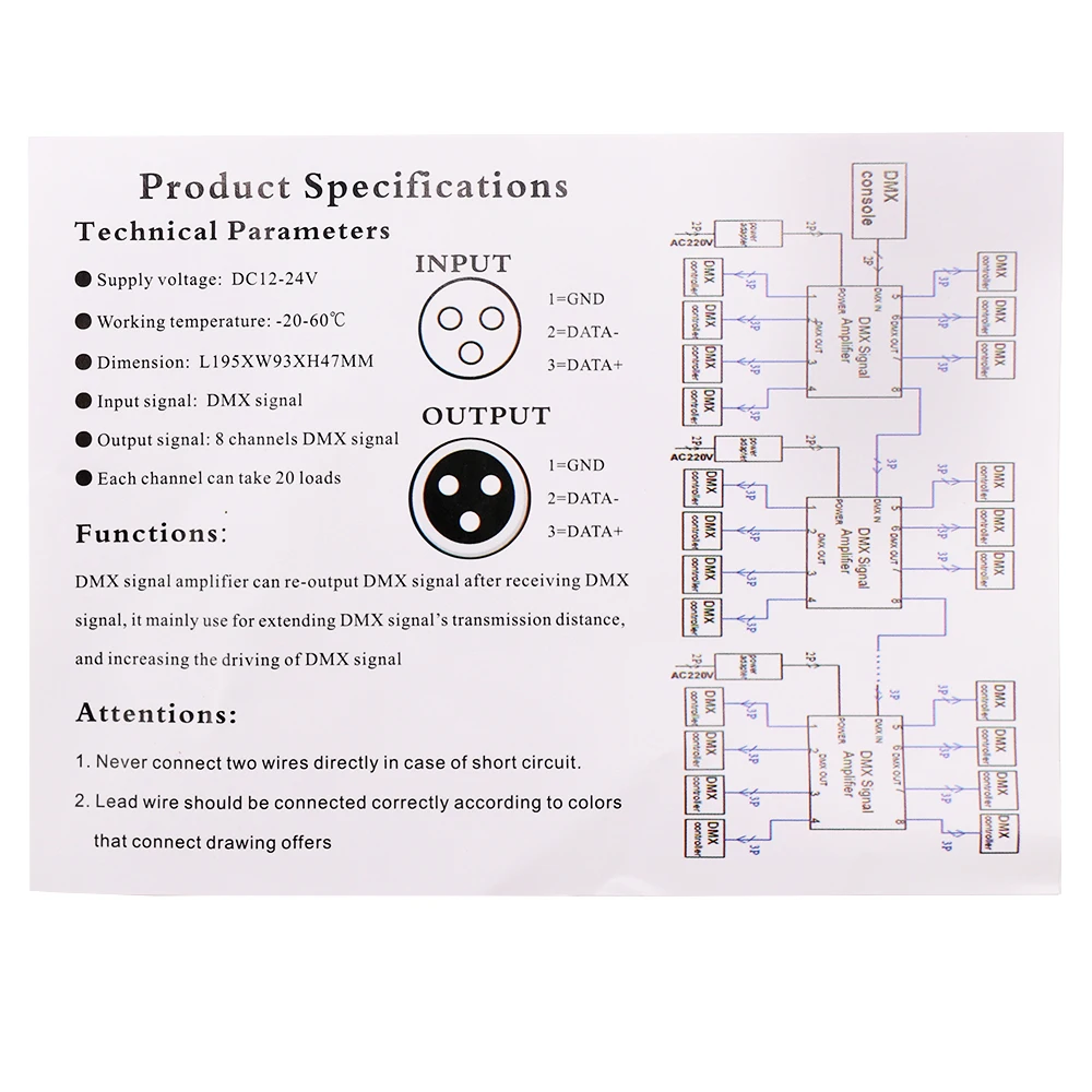 Imagem -03 - Amplificador de Sinal Canais Saída Dmx Led Controlador Estação Controle Palco Cabeça Agitando Lâmpada Divisor Distribuidor Novo Dmx512