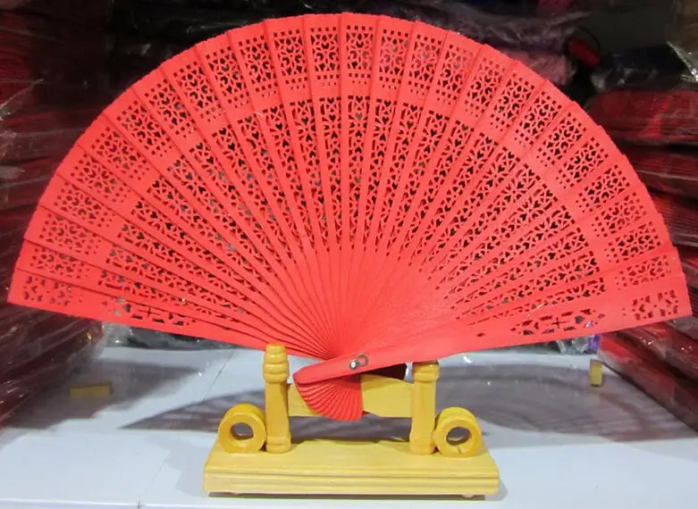 (300 pieces/lot) New wedding fans Chinese solid color sandalwood fans Fancy party favors 8 inches 7 colors available