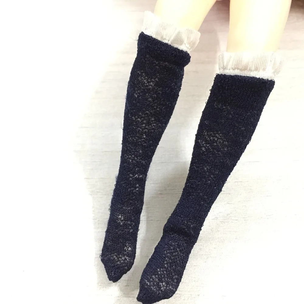 1/6 BJD Doll Stockings Socks for Blythe Azone Licca Obitsu Momoko Doll Accessories,Knitted Cotton Doll Stocking with Lace 1 Pair