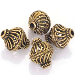 10 Pcs Vintage Filigree Antique Silver/Gold Hollow Metal Cast Unique Design Beads For DIY Bracelet Jewelry Making Accessories