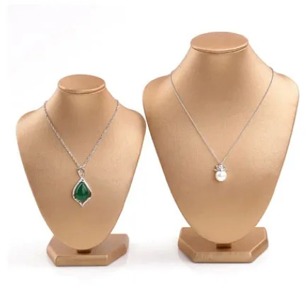 Hot Sale!! Newly Fashionable PU Golden Necklace Holder Jewelry Stand Mannequin Torso Suitable For Jewelry Store