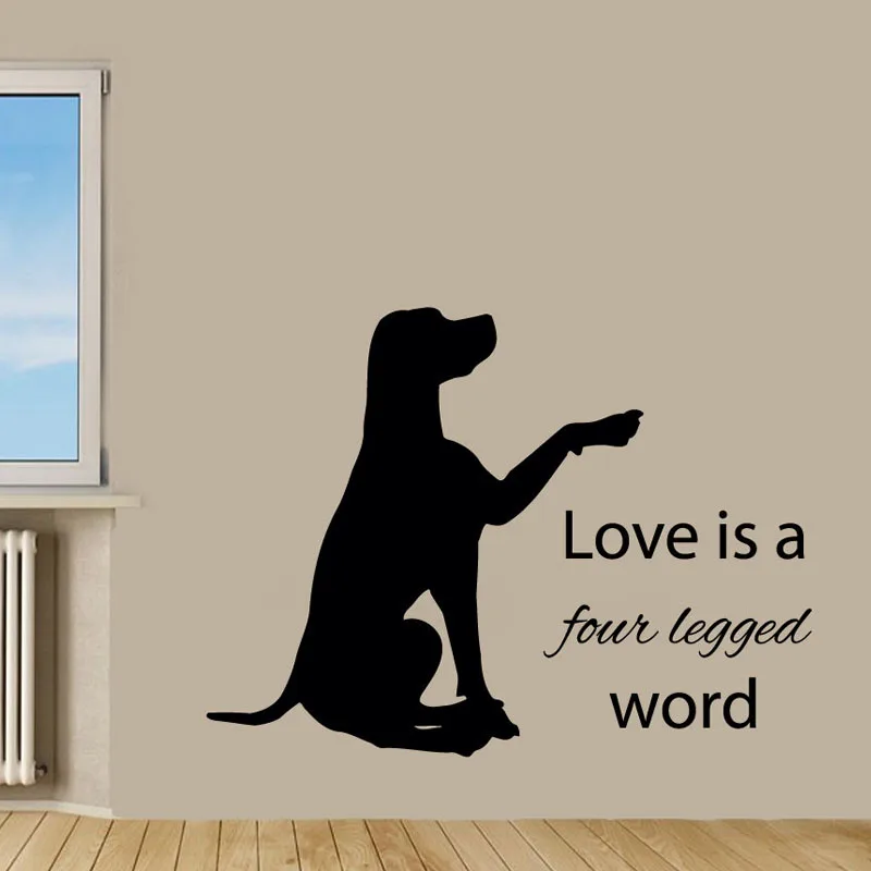 ZOOYOO Love Is A Four Legged Word Wall Vinyl Sticker Labrador Pet Dog Waterproof Art Home Decor Wall Decals Quotes