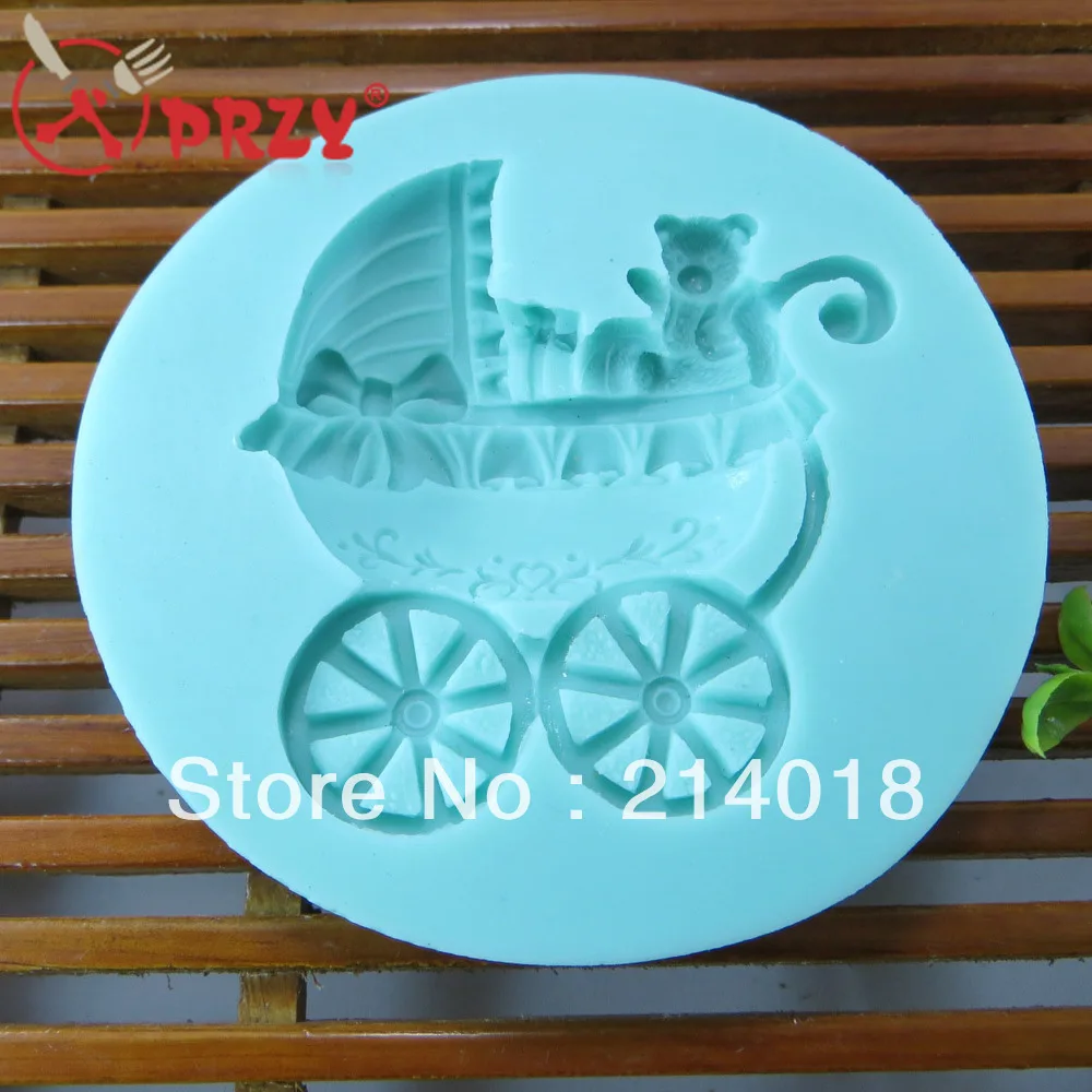 New style Baby stroller and little bear Food grade material chocolate mold  fondant Cake decoration mold No.si212