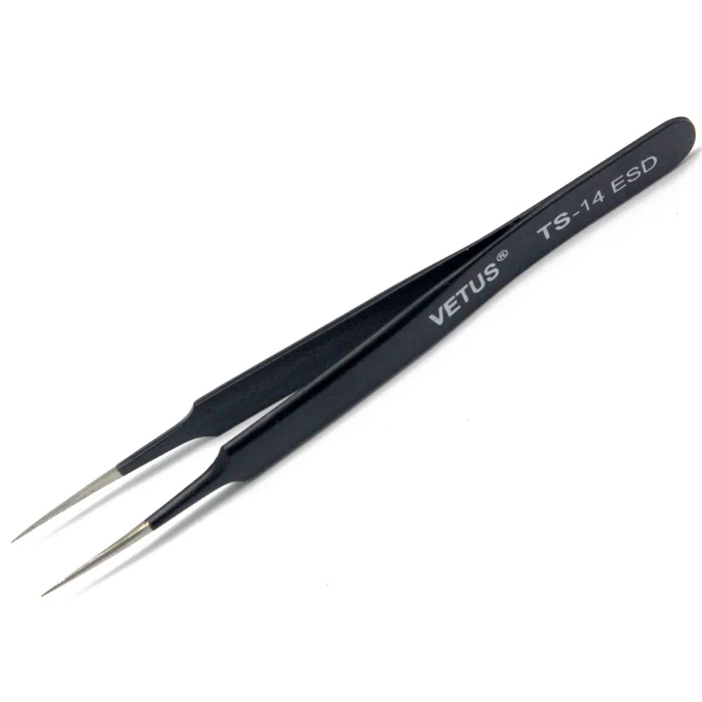 Aidetek High quality Fine Super  Anti-static Anti-Magnetic  Non-corrosive Anti-acid Steel Tweezers ESD-TS-14